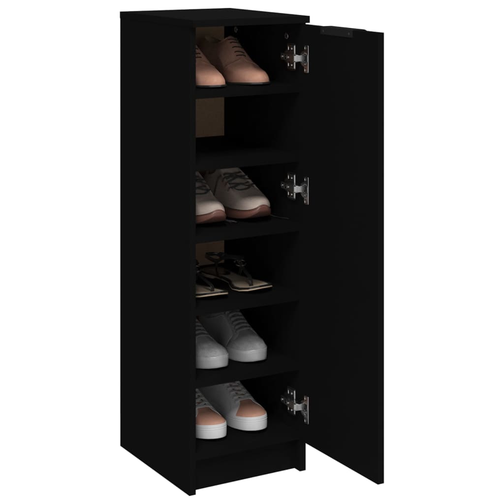 vidaXL Шкаф за обувки, черен, 30x35x100 см, инженерно дърво