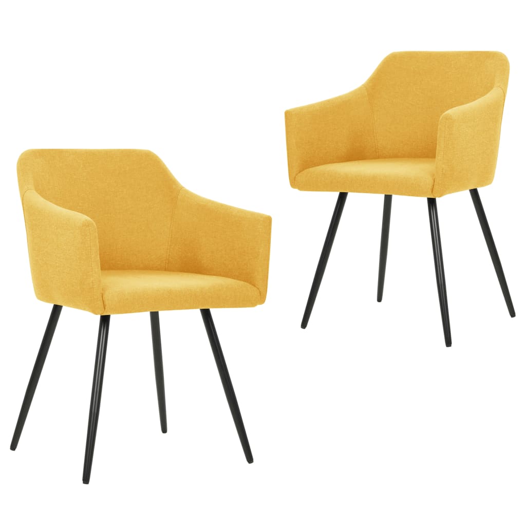323100 vidaXL Dining Chairs 2 pcs Yellow Fabric