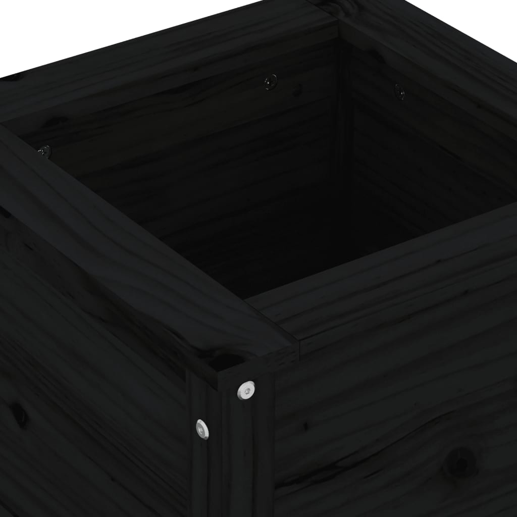 vidaXL Градински сандък, черен, 40x40x39 см, бор масив