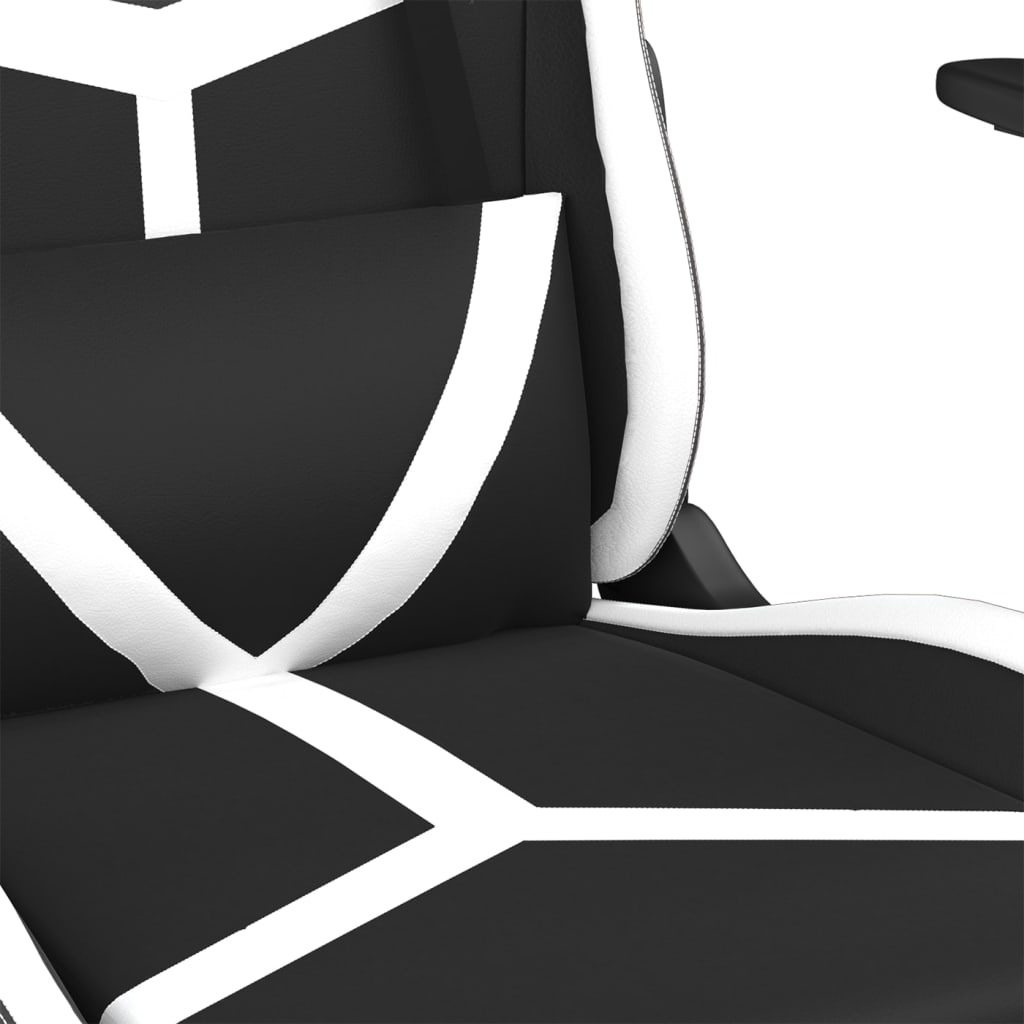 vidaXL Гейминг стол, черно и бяло, изкуствена кожа