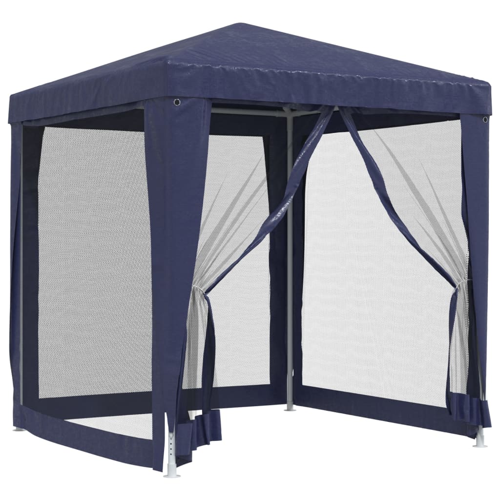 vidaXL Парти палатка с 4 мрежести странични стени, синя, 2x2 м, HDPE