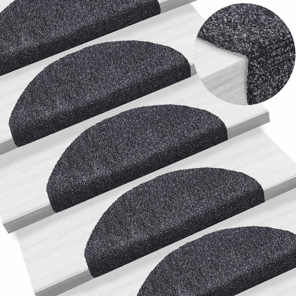 vidaXL Самозалепващи стелки за стъпала, 10 бр, тъмносиви, 65x21x4 см