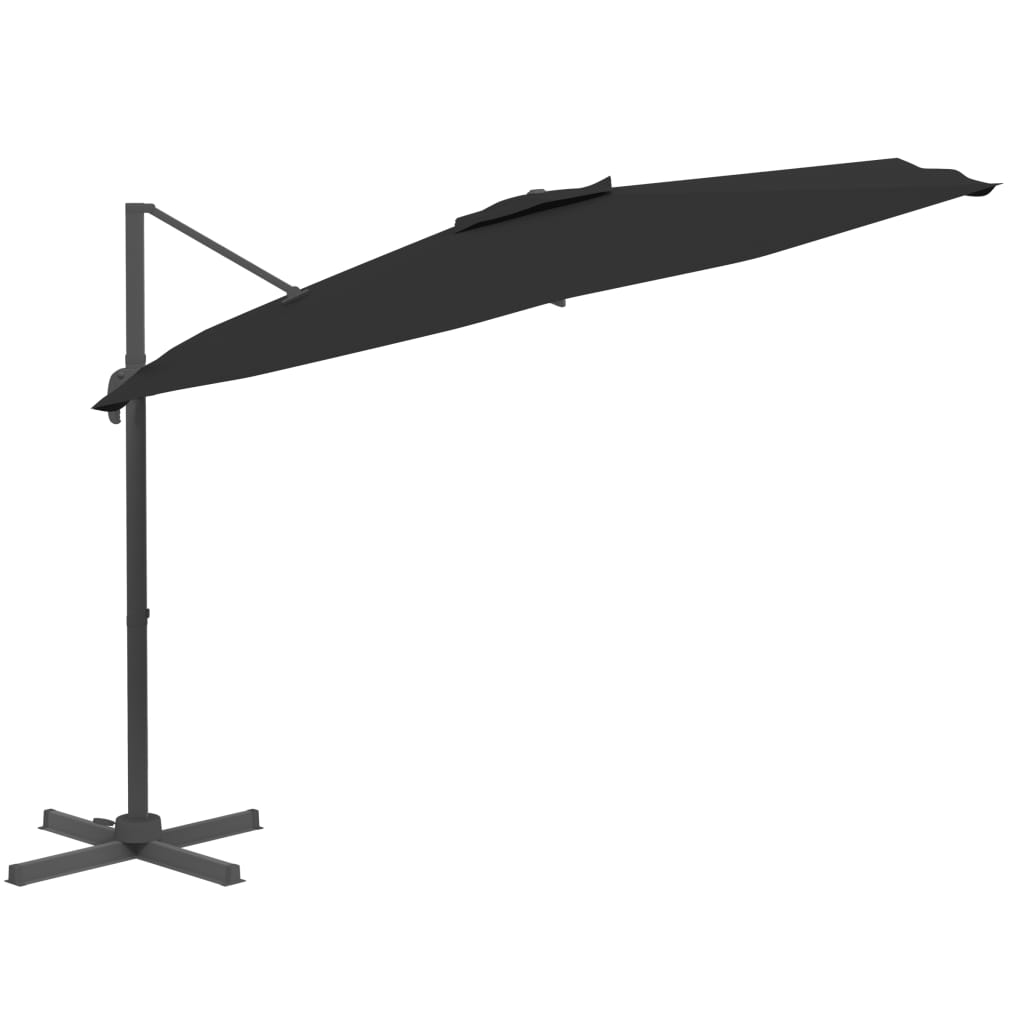 vidaXL Конзолен чадър с алуминиев прът, черен, 400x300 см