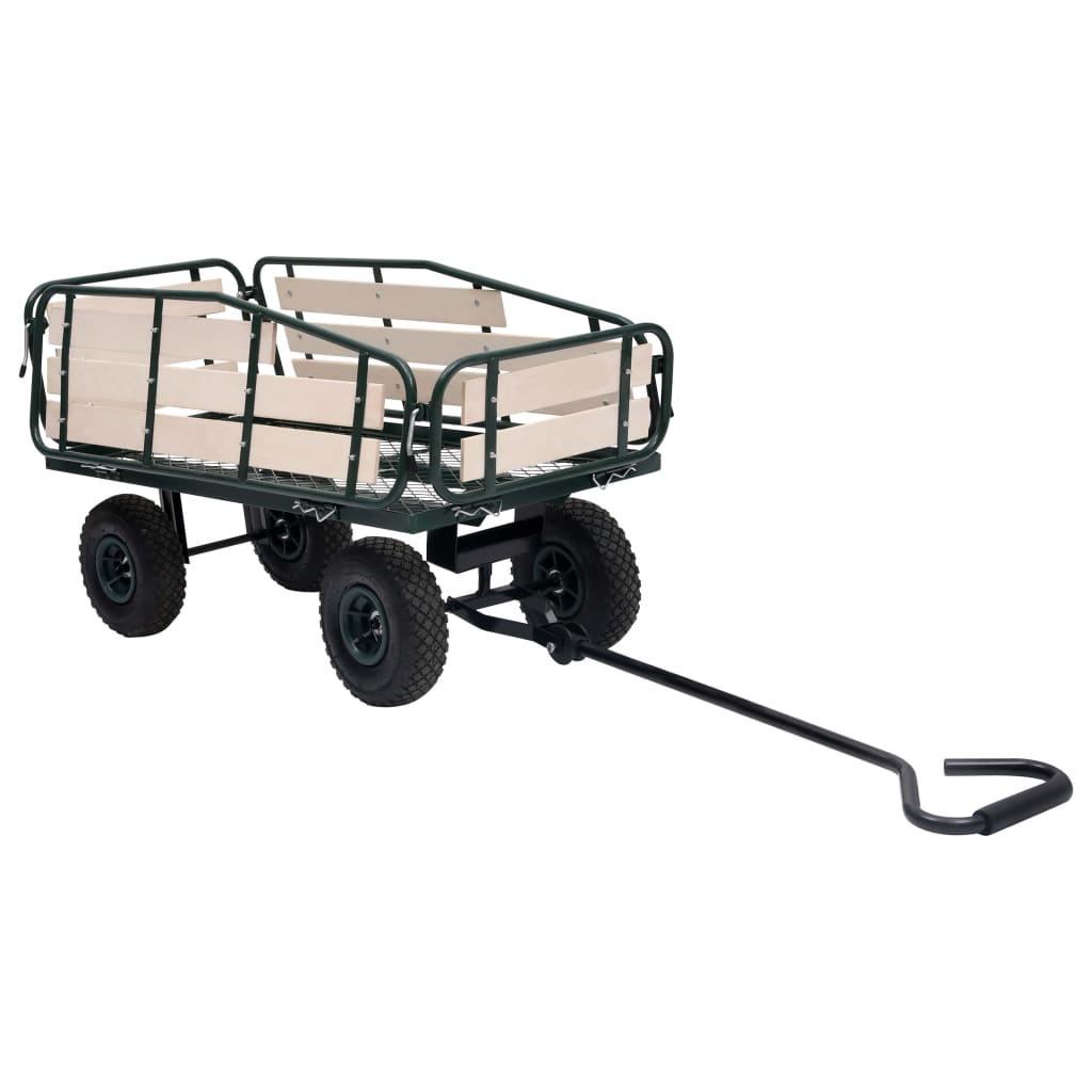 vidaXL Градинска ръчна количка, метал и дърво, 250 кг