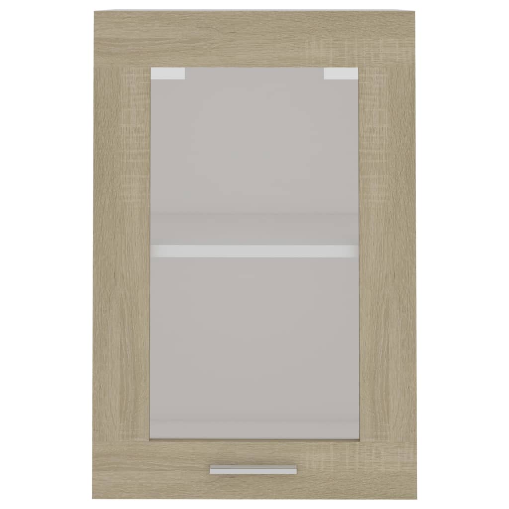 vidaXL Висящ стъклен шкаф, дъб сонома, 40x31x60 см, ПДЧ