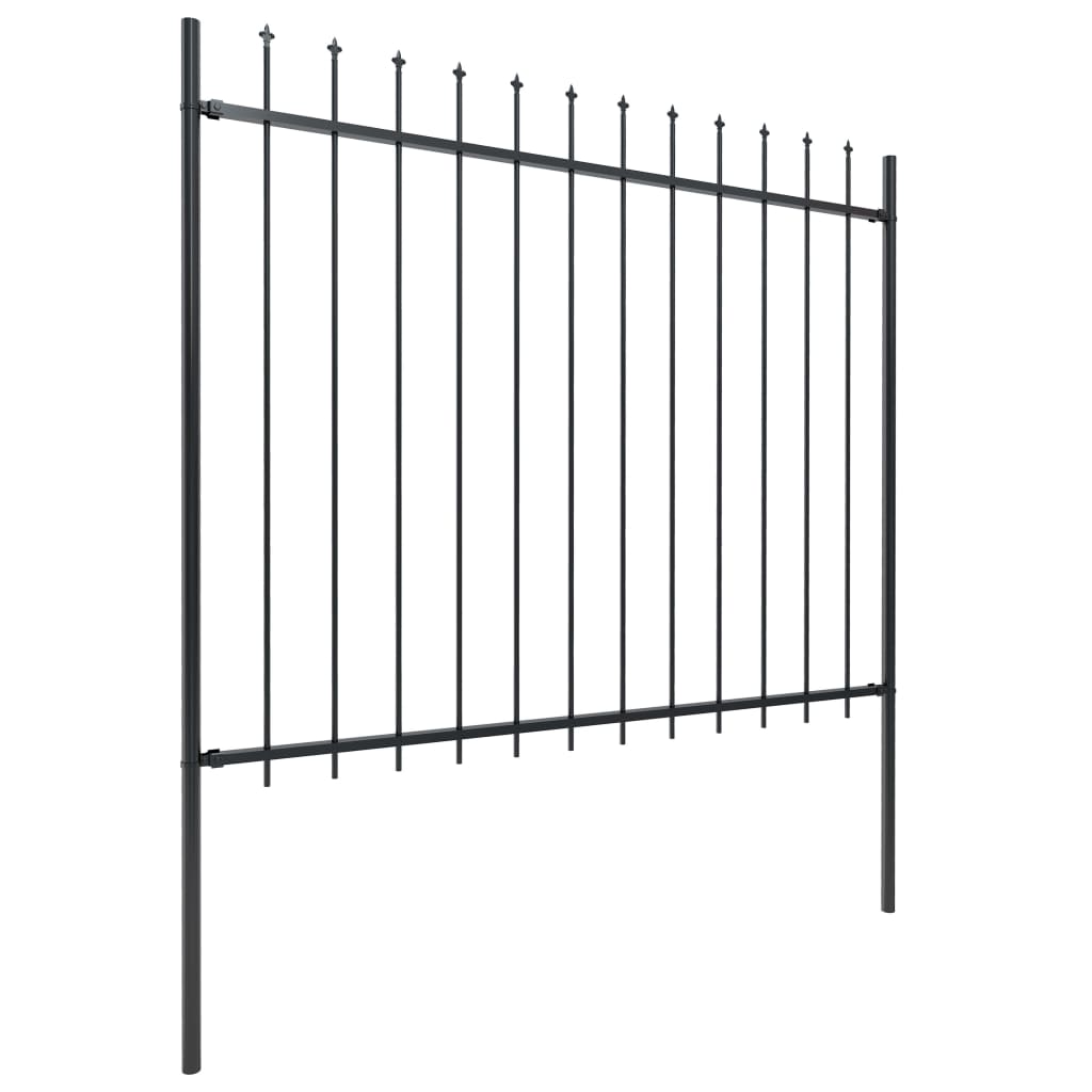 vidaXL Градинска ограда с пики, стомана, 15,3x1,5 м, черна