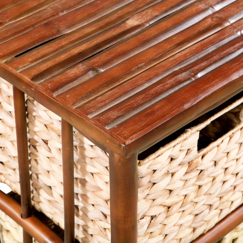 vidaXL vidaXL Скрин с чекмеджета, бамбук и воден хиацинт, 68x33x80 см