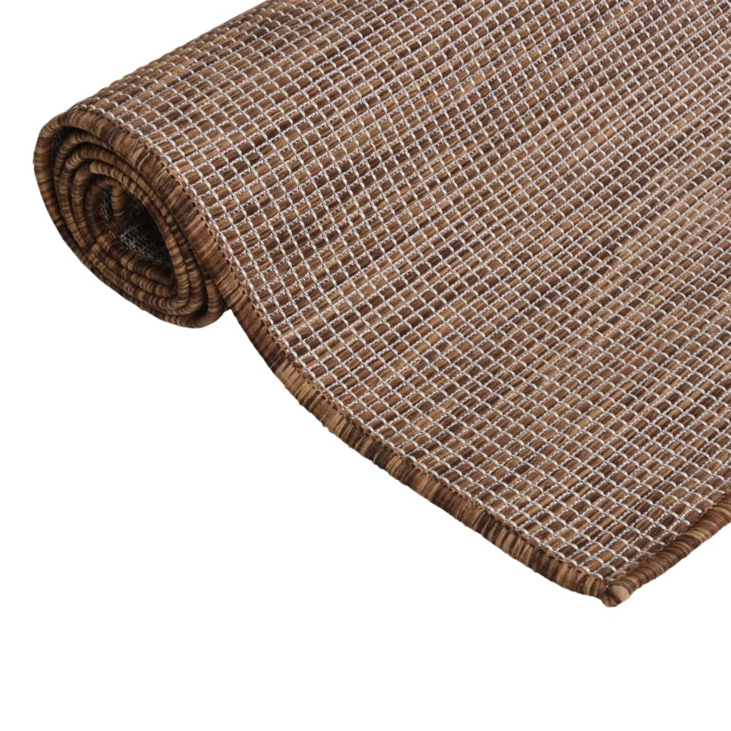vidaXL Градински плоскотъкан килим, 80x150 см, кафяв