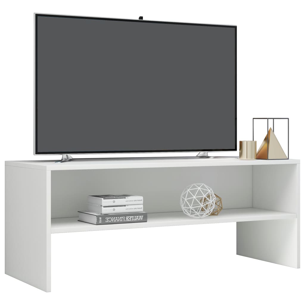 vidaXL ТВ шкаф, бяло със силен гланц, 100x40x40 см, ПДЧ