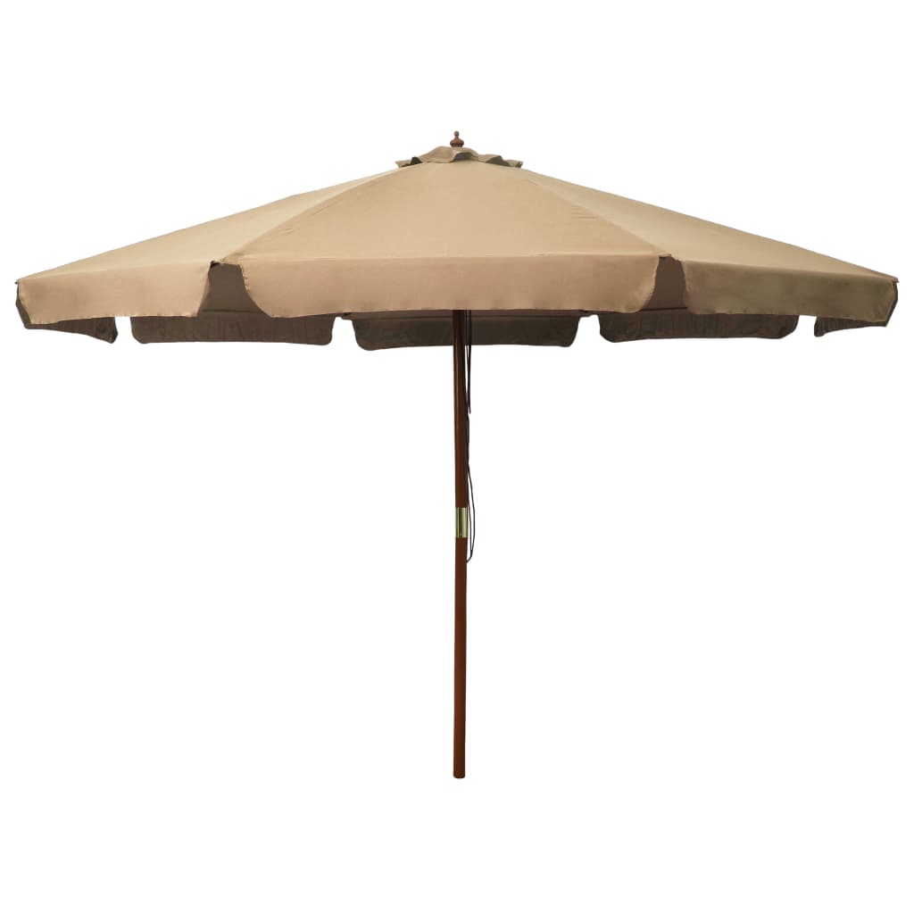 vidaXL Градински чадър с дървен прът, 330 см, таупе