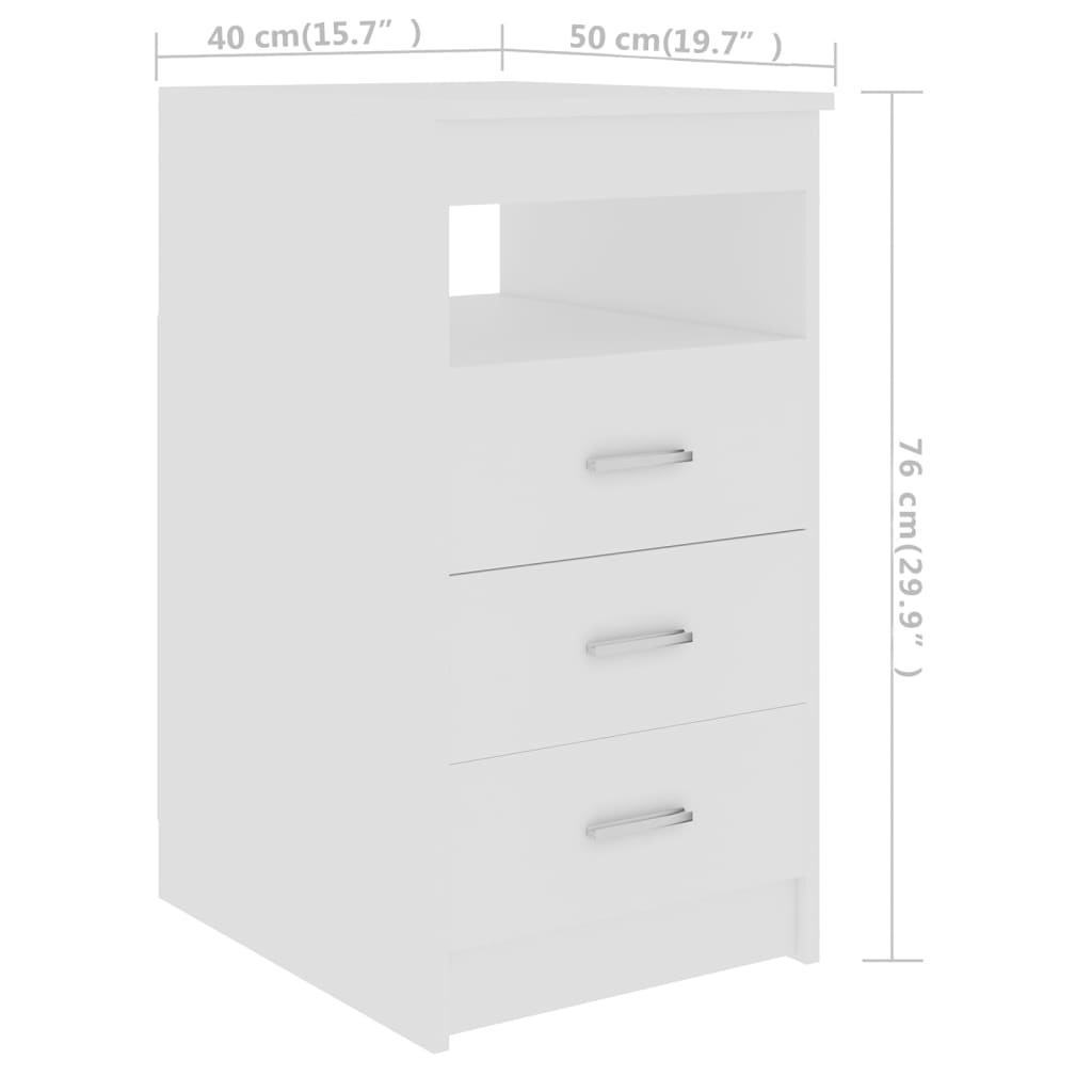 vidaXL Шкаф с чекмеджета, бял, 40x50x76 см, инженерна дървесина