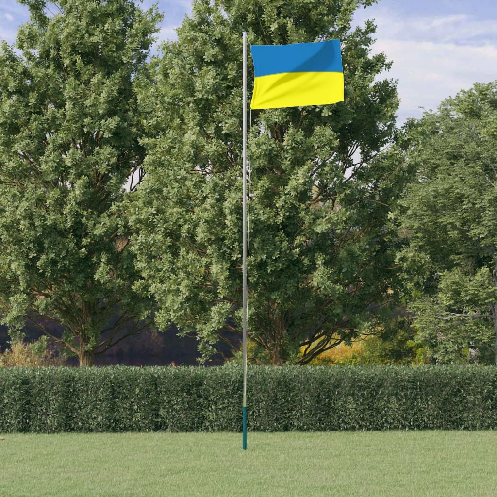 vidaXL Флаг на Украйна и стълб, 6,23 м, алуминий