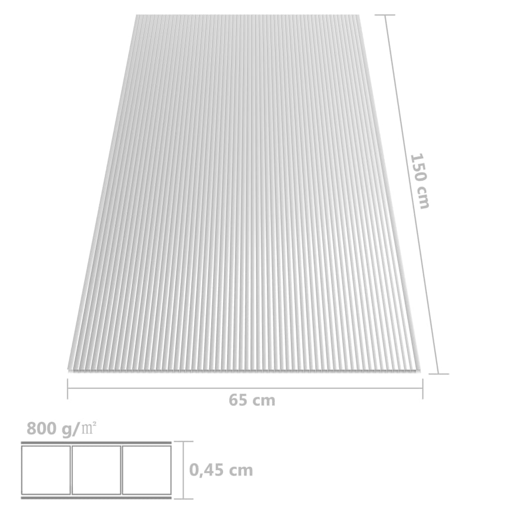 vidaXL Поликарбонатни листи, 5 бр, 4,5 мм, 150x65 см