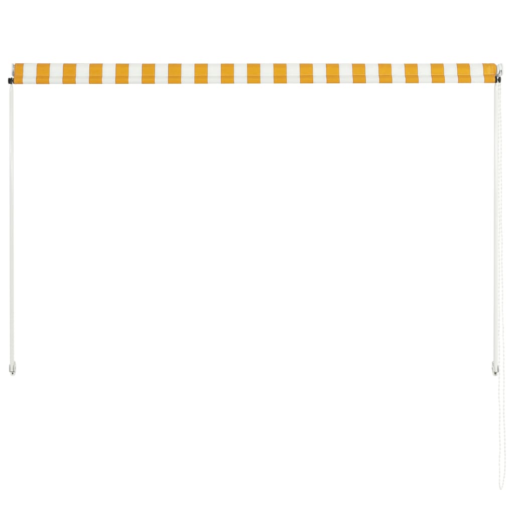 vidaXL Сенник с падащо рамо, 200x150 см, жълто и бяло