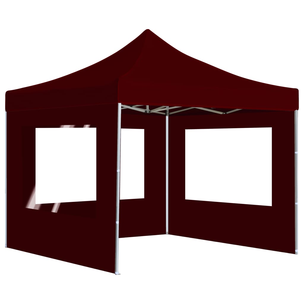 vidaXL Професионална сгъваема шатра със стени алуминий 2x2 м бордо