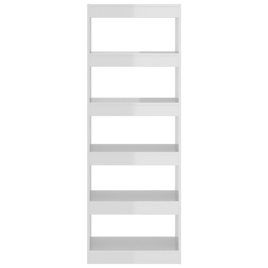 vidaXL Библиотека/разделител за стая, бял гланц, 60x30x166 см, ПДЧ
