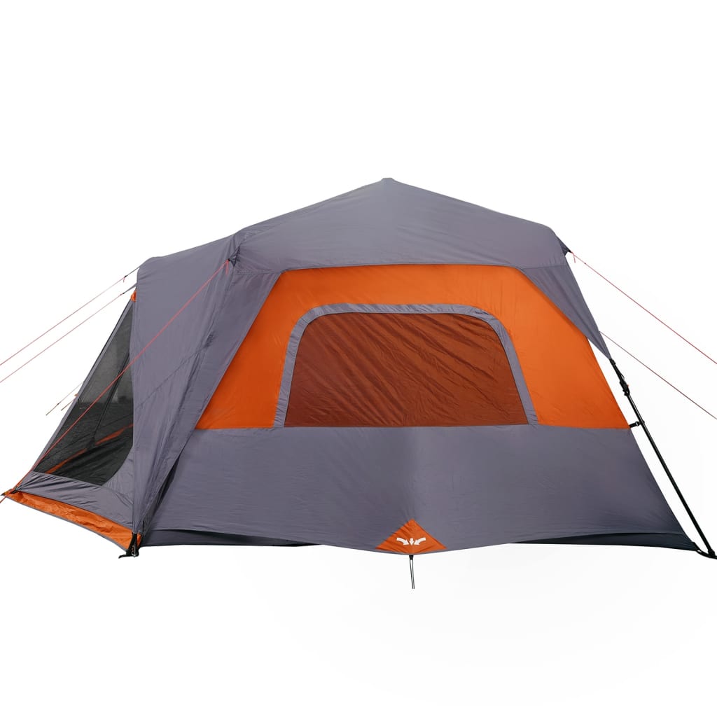 vidaXL Семейна палатка за 10 души, сиво-оранжева, бързо освобождаване