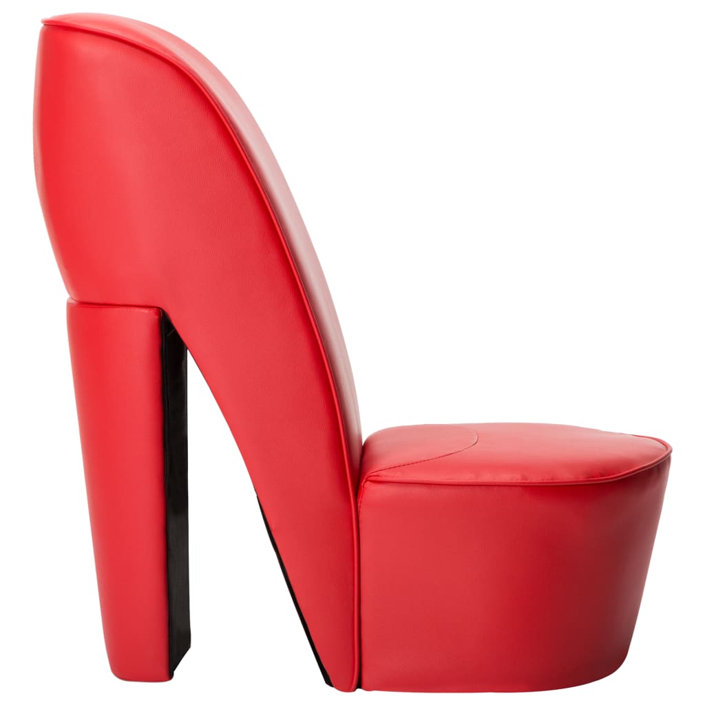vidaXL Стол във форма на обувка на висок ток, червен, изкуствена кожа