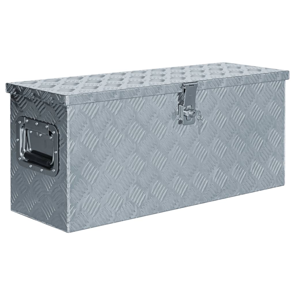 vidaXL Алуминиева кутия, 76,5x26,5x33 см, сребриста