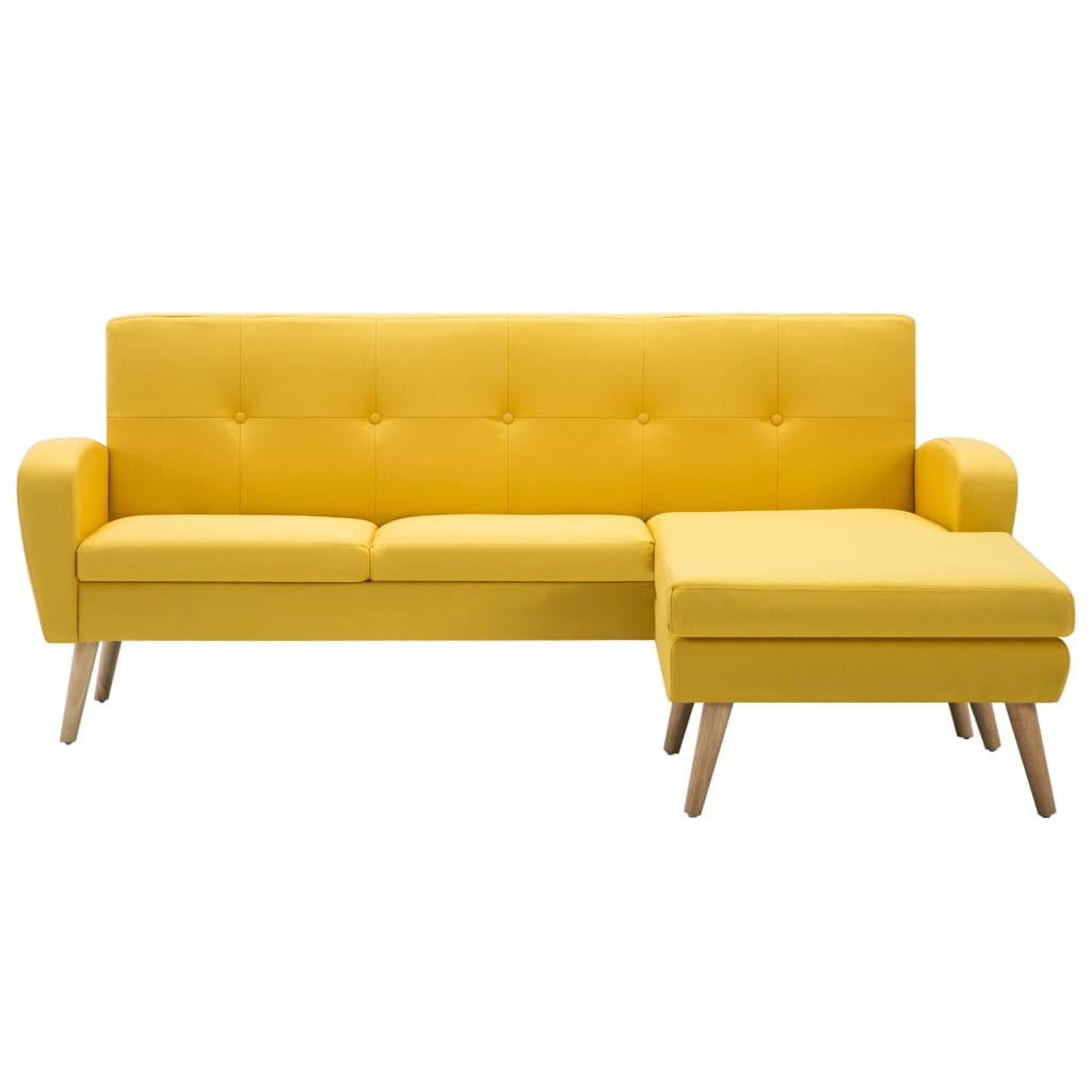 vidaXL Ъглов диван, тапицерия от текстил, 186x136x79 см, жълт