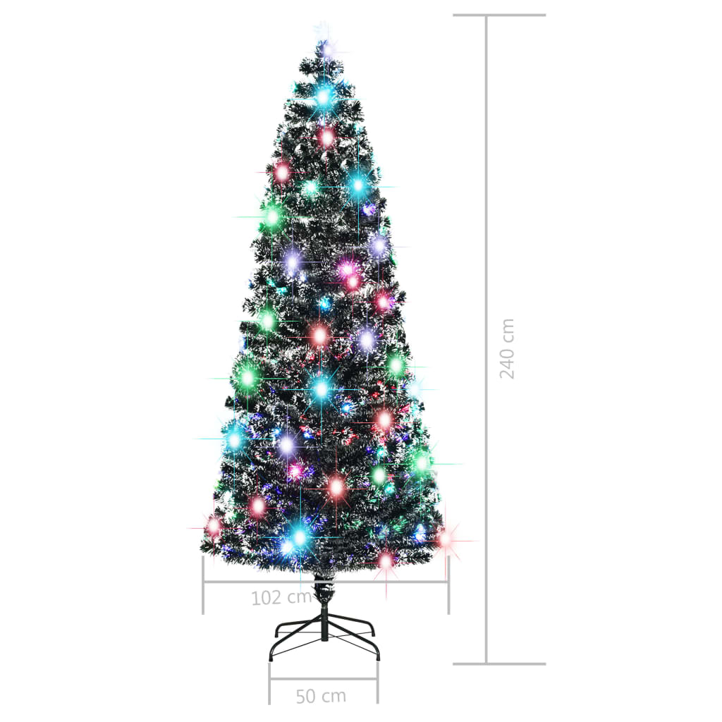 vidaXL Готова осветена коледна елха със стойка 240 см оптично влакно