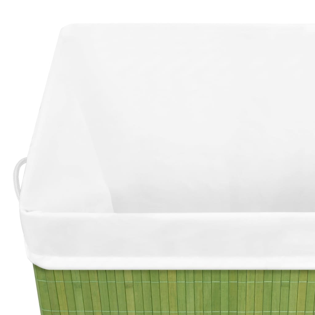vidaXL Бамбуков кош за пране с една секция, зелен, 83 л