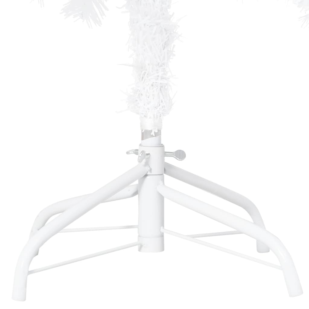 vidaXL Изкуствена осветена коледна елха с гъсти клонки, бяла, 240 см