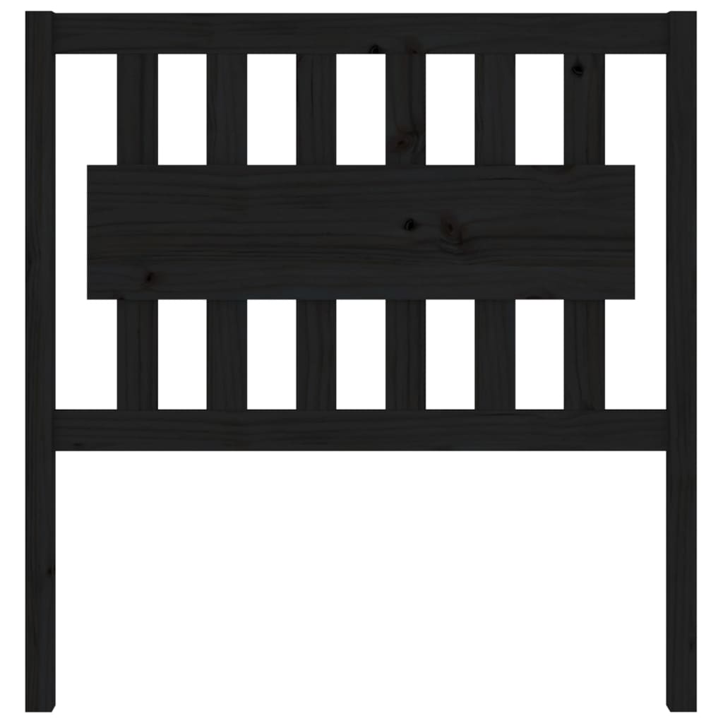 vidaXL Горна табла за легло, черна, 95,5x4x100 см, бор масив