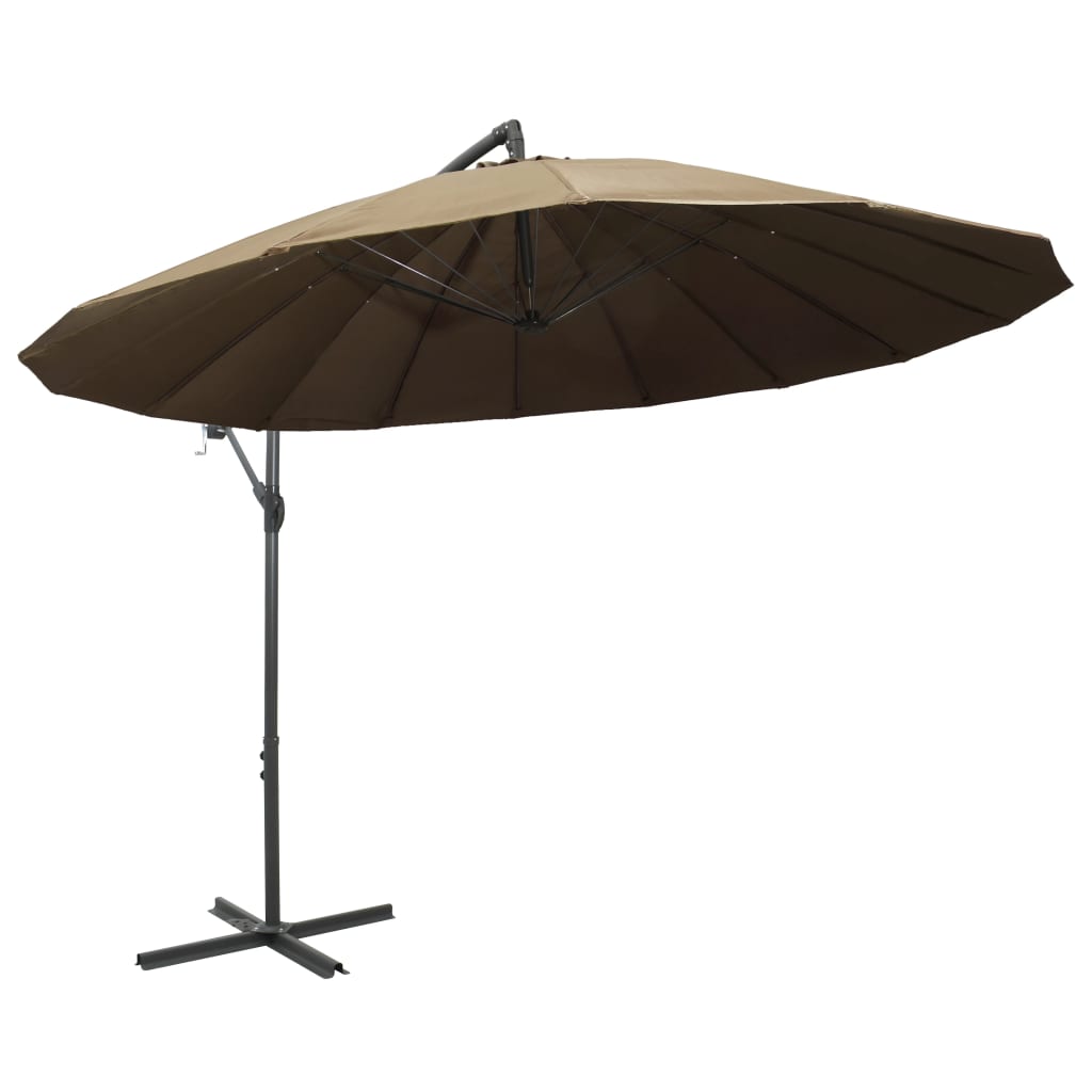 vidaXL Висящ чадър за слънце, таупе, 3 м, алуминиев прът