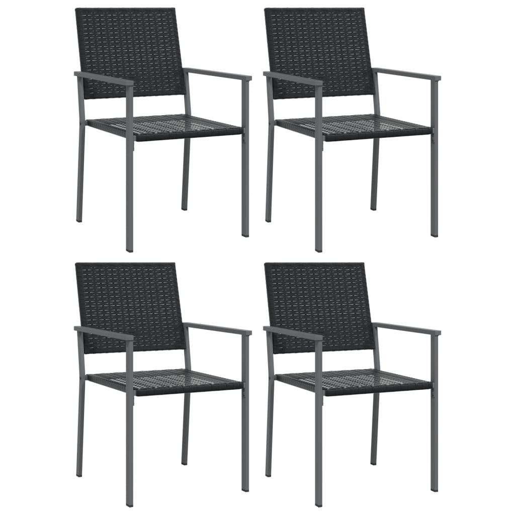 vidaXL Градински столове 4 бр черни 54x62,5x89 см полиратан