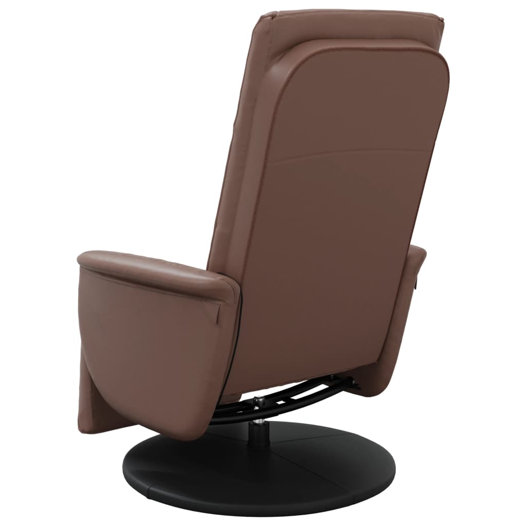 vidaXL Масажен реклайнер стол с опора за крака, кафяв, изкуствена кожа