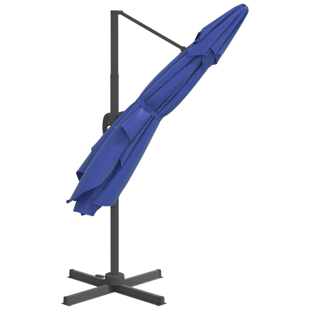 vidaXL Конзолен чадър с алуминиев прът, лазурносин, 400x300 см