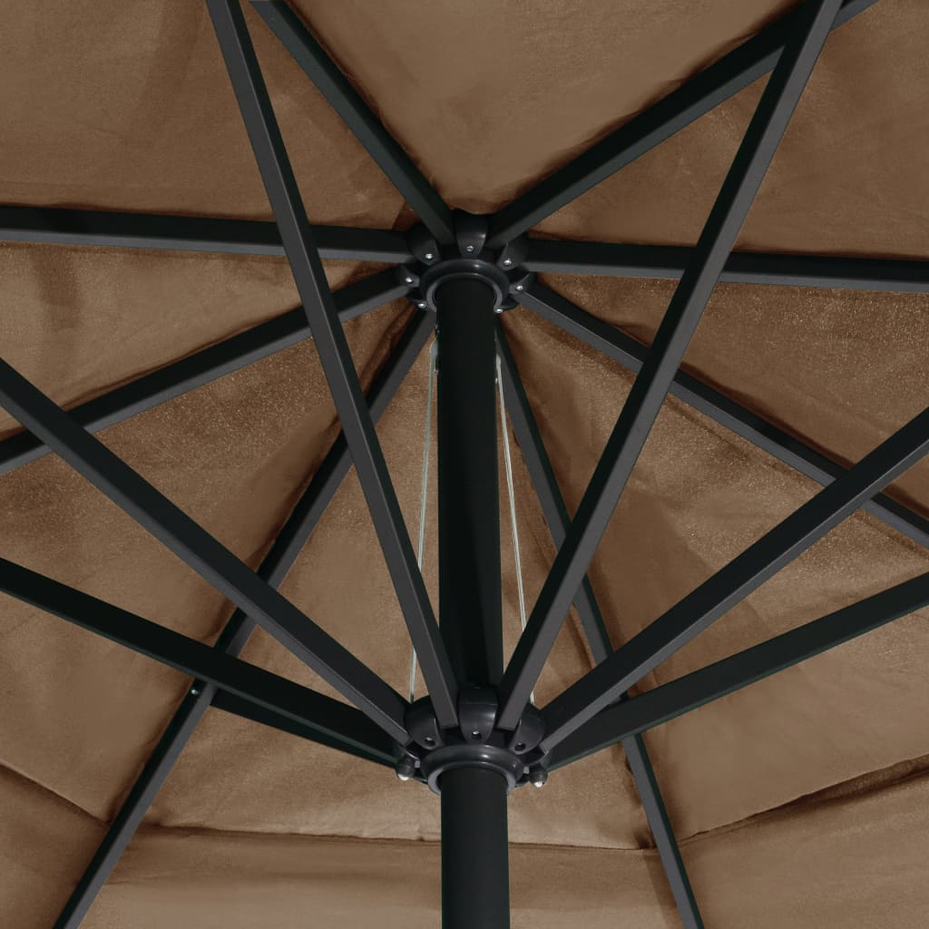 vidaXL Градински чадър с алуминиев прът, 600 см, таупе