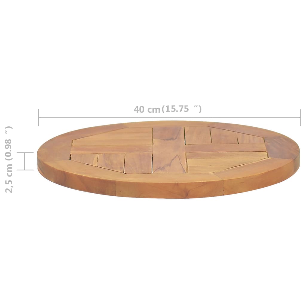 vidaXL Плот за маса, тиково дърво масив, кръгъл, 2,5 см, 40 см