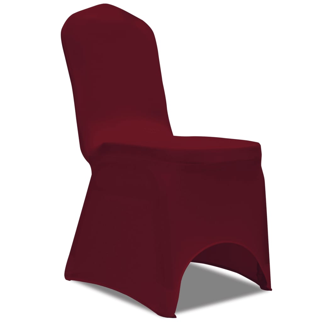 vidaXL Калъфи за столове, разтегателни, бордо, 24 бр