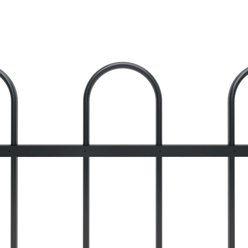 vidaXL Градинска ограда с извити върхове, стомана, 13,6x1 м, черна