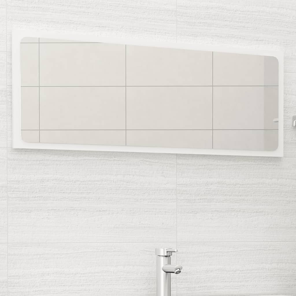 vidaXL Огледало за баня, бял гланц, 100x1,5x37 см, ПДЧ