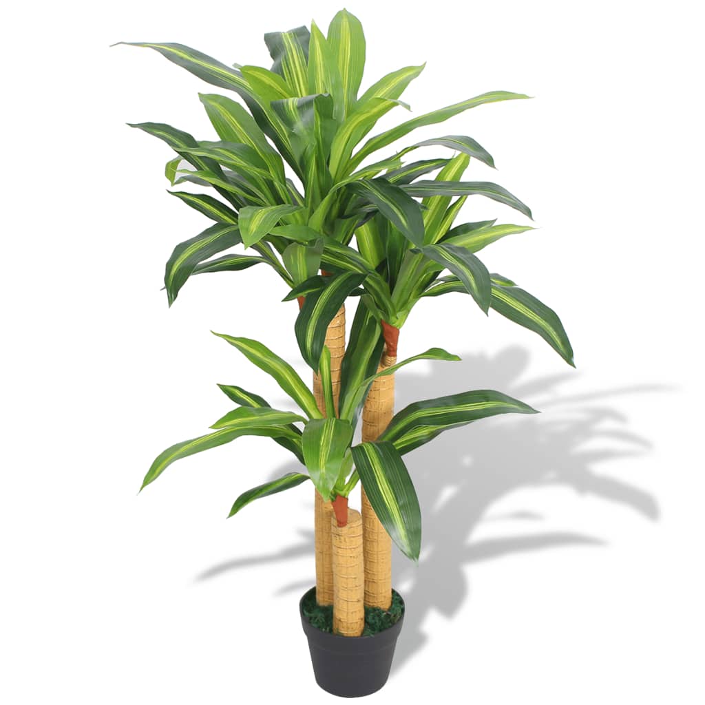 vidaXL Изкуствено растение драцена със саксия, 100 см, зелено