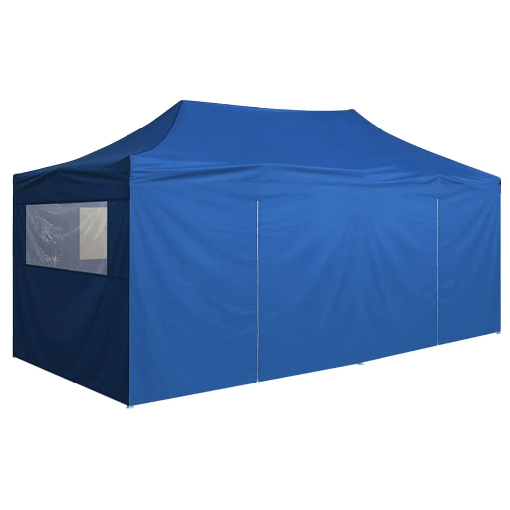 vidaXL Сгъваема парти шатра с 4 странични стени 3х6 м стомана синя