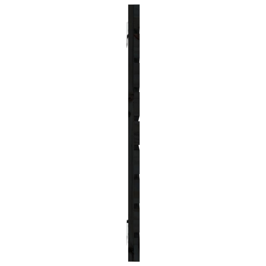 vidaXL Стенна табла за спалня, черна, 141x3x63 см, борово дърво масив
