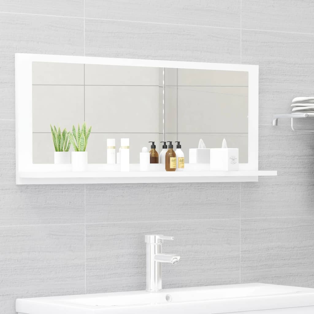 vidaXL Огледало за баня, бяло, 90x10,5x37 см, ПДЧ