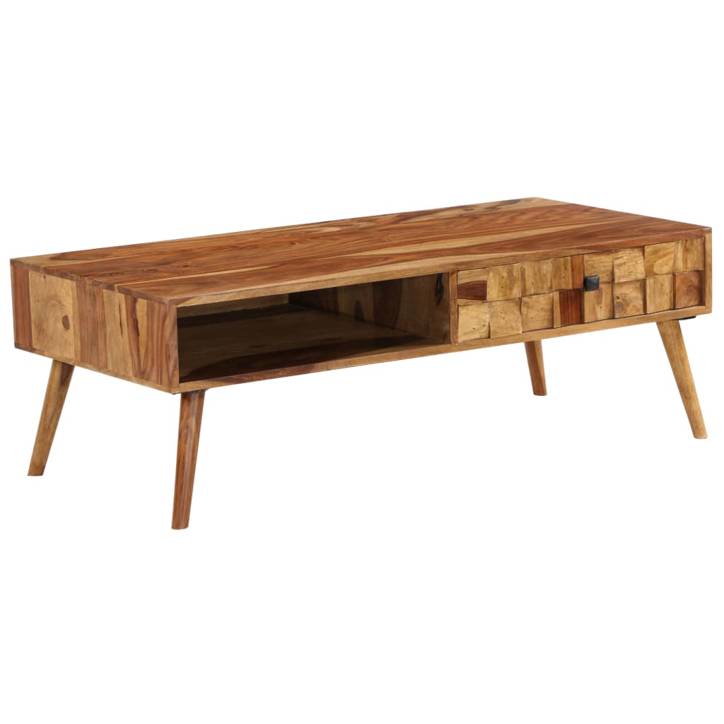 vidaXL Маса за кафе, шишам масив, финиш цвят пчелен мед, 110x50x37 cм