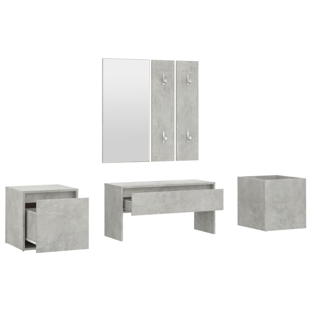 vidaXL Комплект мебели за антре, бетонно сиви, инженерно дърво