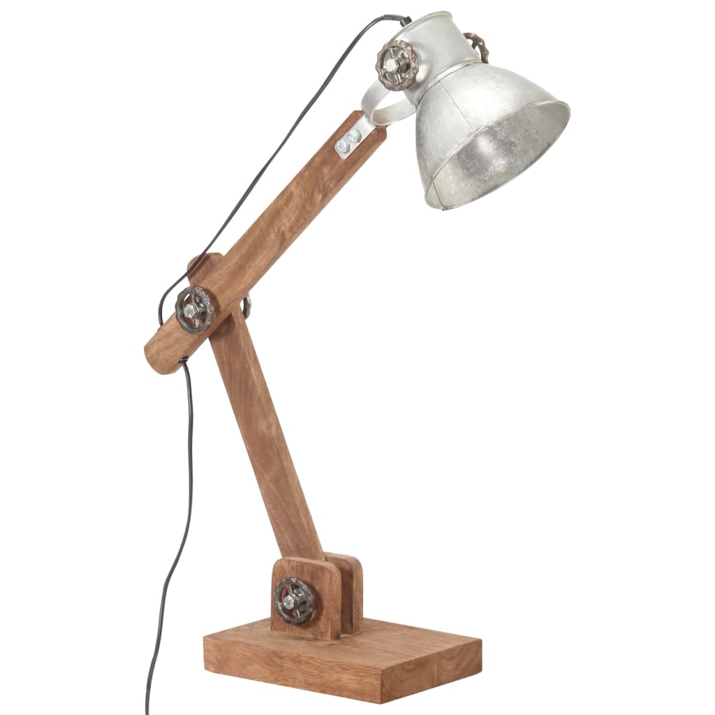 vidaXL Индустриална настолна лампа, сребрист, кръгла, 58x18x90 см, E27