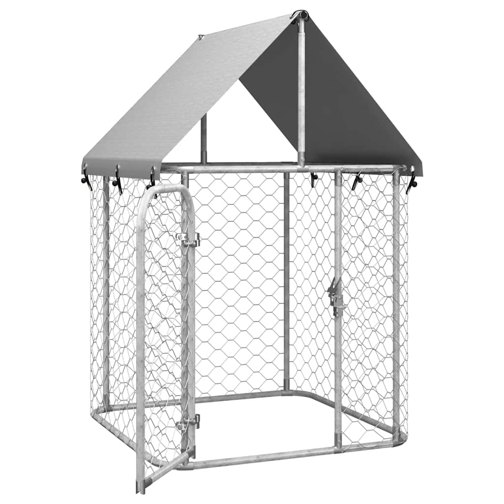 vidaXL Дворна клетка за кучета с покрив, 100x100x150 см