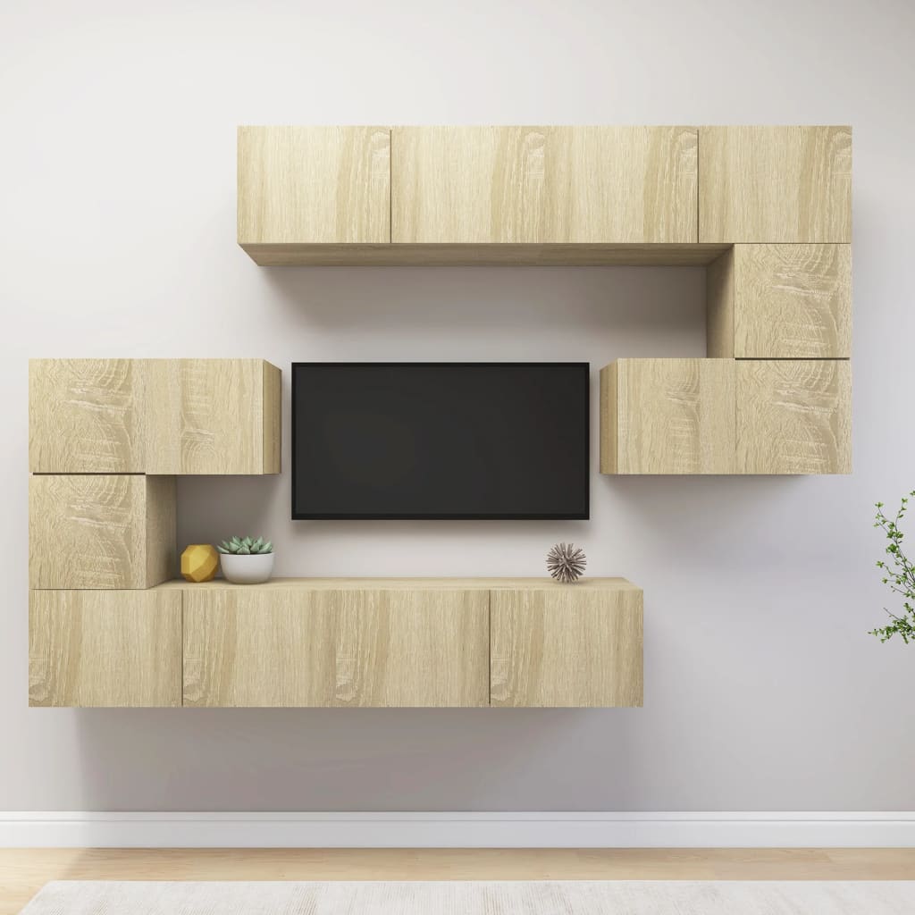vidaXL Комплект ТВ шкафове от 8 части, сонома дъб, инженерно дърво
