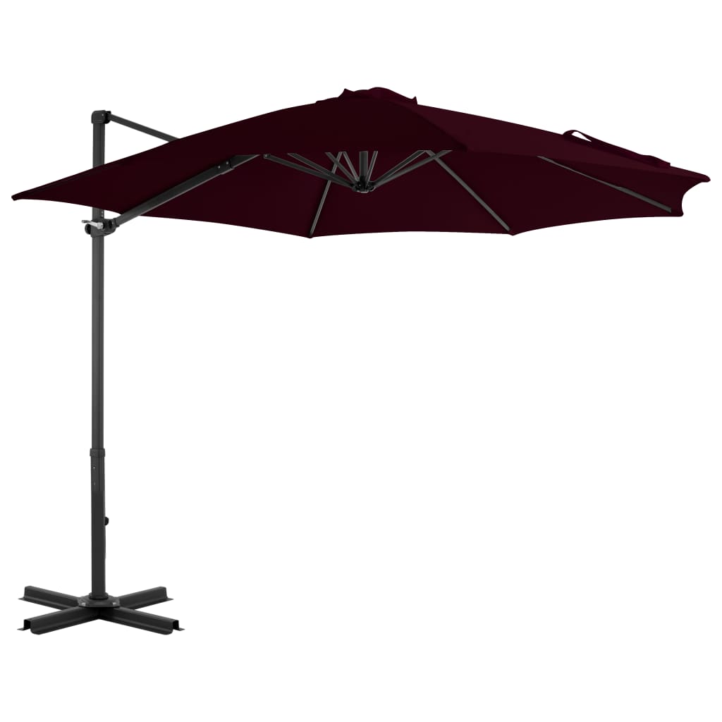 vidaXL Градински чадър чупещо рамо с алуминиев прът червен 300 см