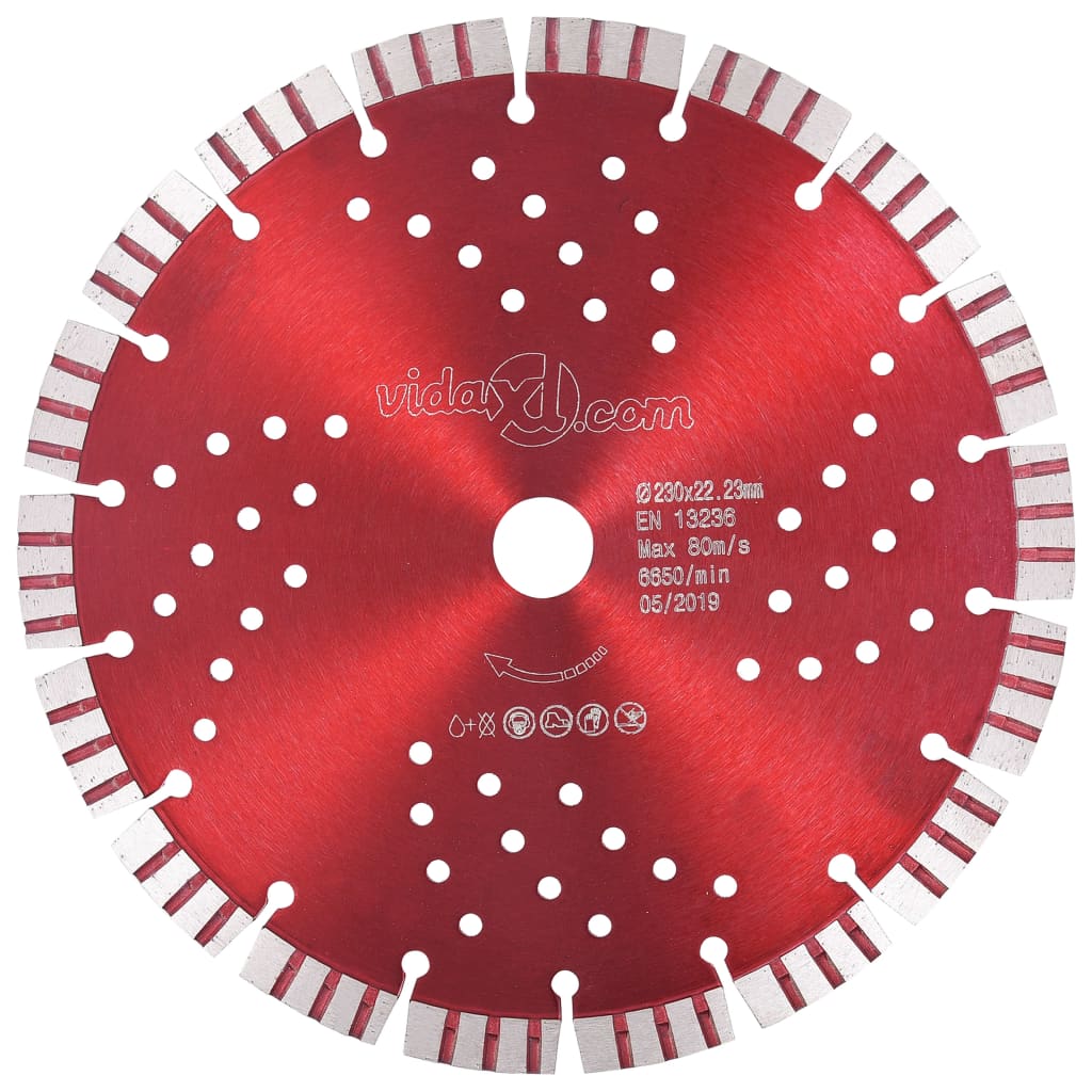 vidaXL Диамантен режещ диск с турбо и отвори, стомана, 230 мм
