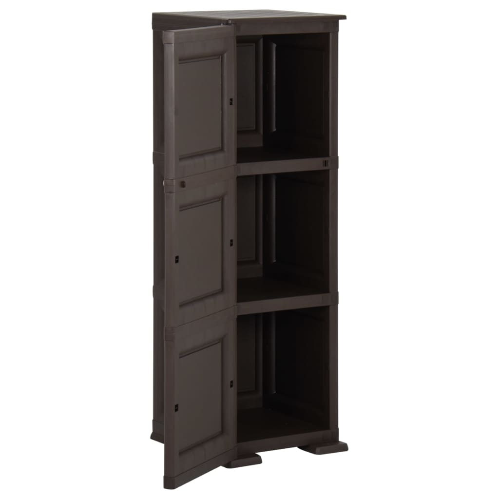 vidaXL Пластмасов шкаф, 40x43x125 см, дървен дизайн, кафяв