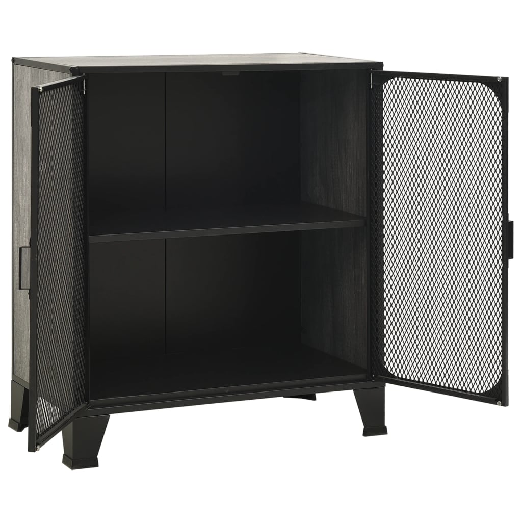vidaXL Шкаф за съхранение, сив, 72x36x82 см, метал и МДФ